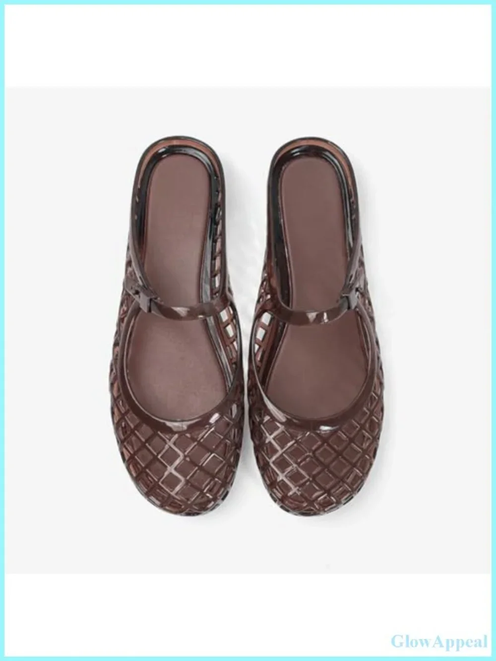 Jelly Mesh Flat Slide Sandals w/ Adjustable Buckle, Closed Toe, Breathable